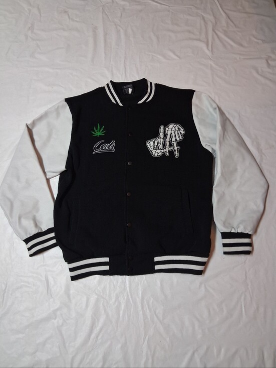 Original Deluxe Other - Original Deluxe LA Skeleton Black and White Striped Collar Jacket Sz XL Preowned